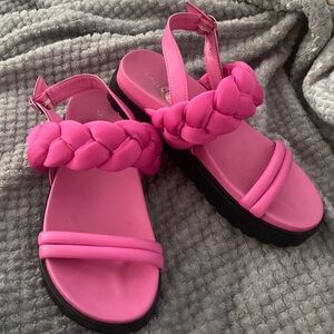 Indigo Rd. Hot Pink Strappy Boho Braided Sandals